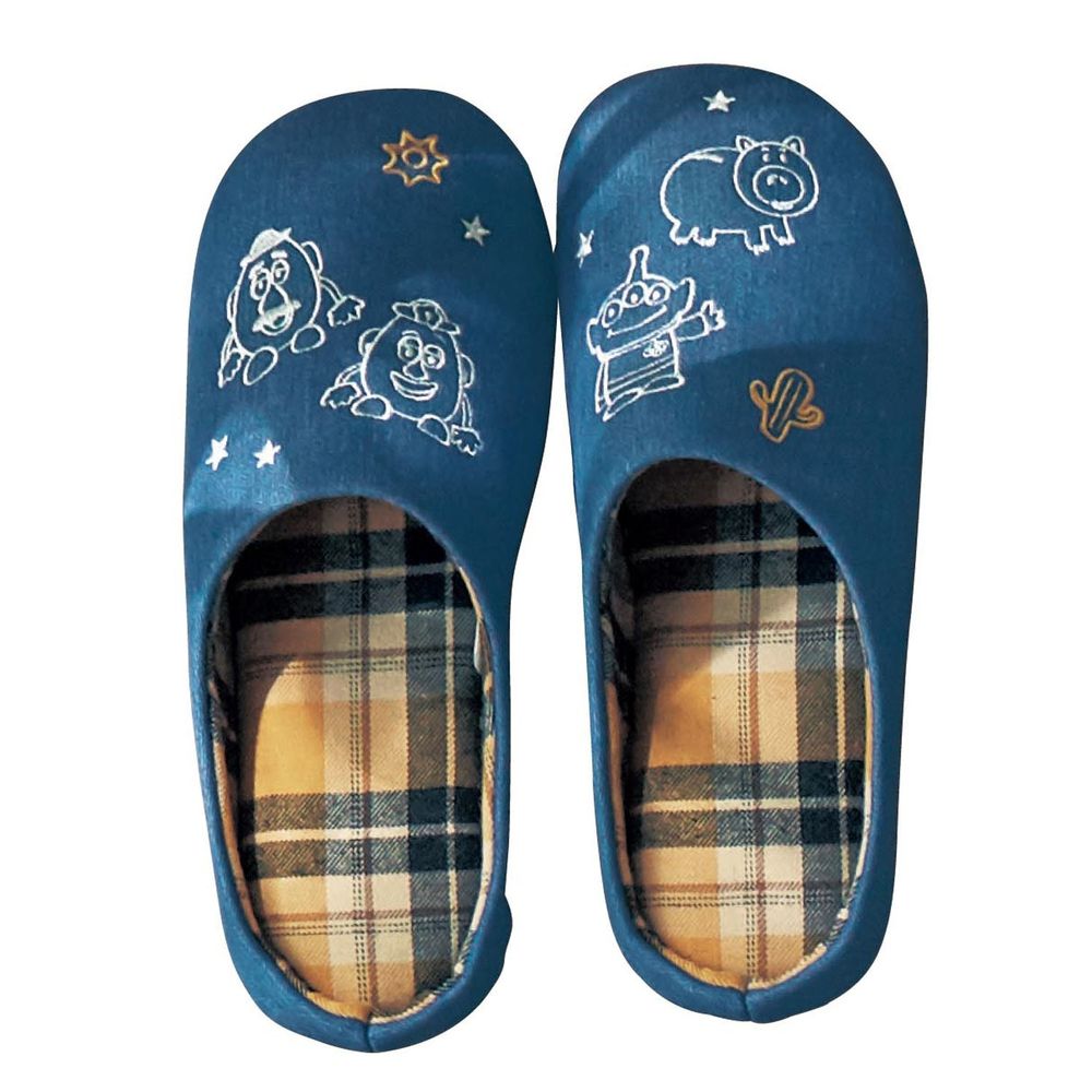 日本千趣會 - 迪士尼室內拖鞋(低反發)-玩具總動員-深藍X格紋