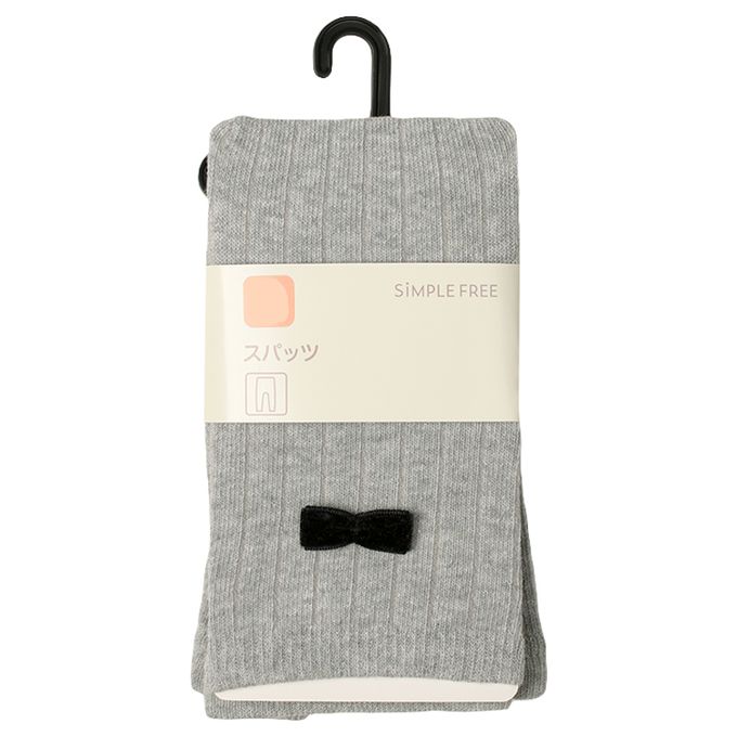 akachan honpo - 緊身褲-天鵝絨蝴蝶結-灰色