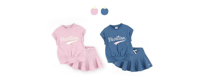 韓國 AndiApple - 休閒渡假風飄逸褲裙套裝-靛藍