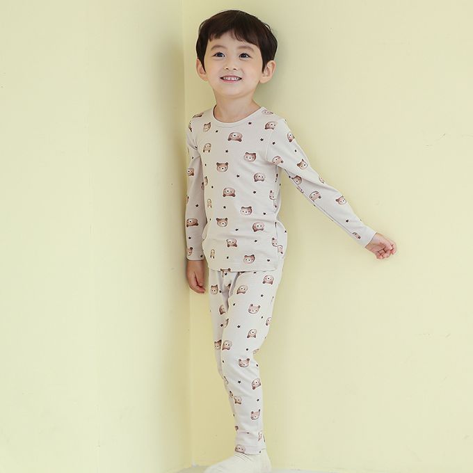 正韓 Cogibu - 極舒適無螢光劑幼兒/兒童 AERO WARM 有機發熱衣睡衣/家居服套裝組-熊寶貝