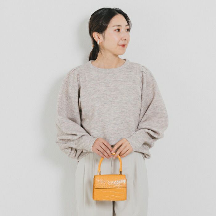 日本 ihuu - 浪漫氣球袖可機洗針織上衣-卡其