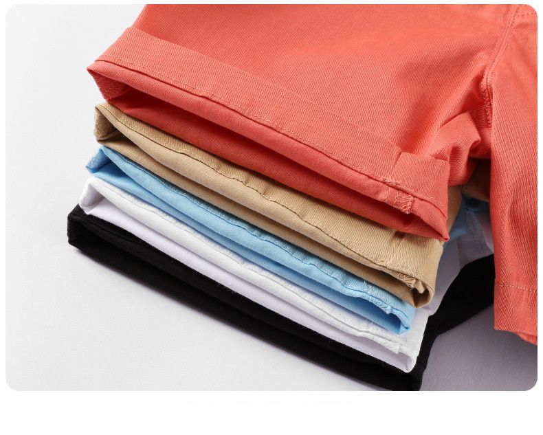 純色休閒五分褲-淺藍色