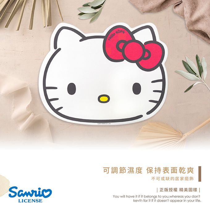 收納王妃 - 三麗鷗Sanrio 凱蒂貓 大臉造型 硬式珪藻土吸水地墊 腳踏墊 吸水墊 40x50