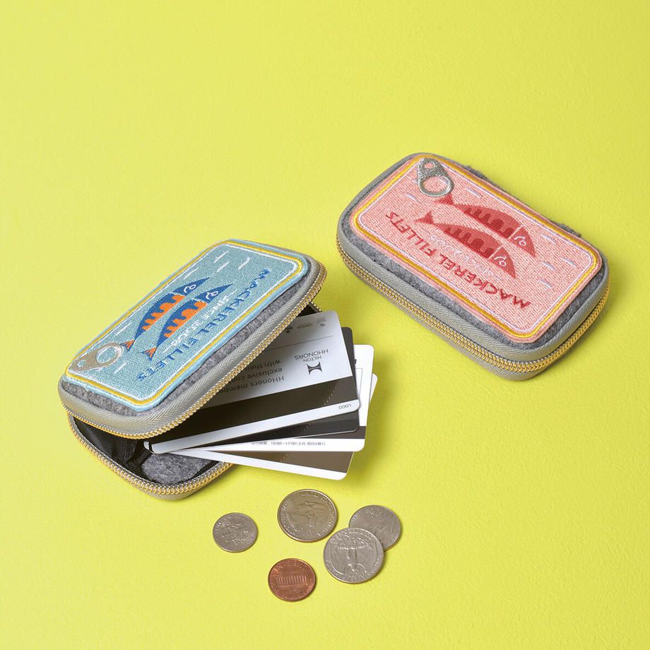 日本P+G design - 刺繡羊毛氈硬式拉鍊卡片零錢包-晚安米飛