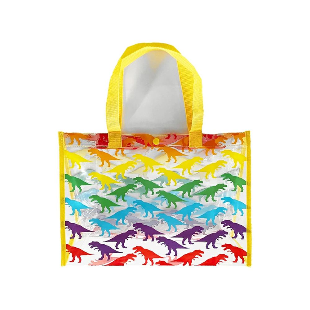 日本服飾代購 - 防水PVC游泳包(雙面圖案設計)-彩色恐龍-黃 (25x36x13cm)