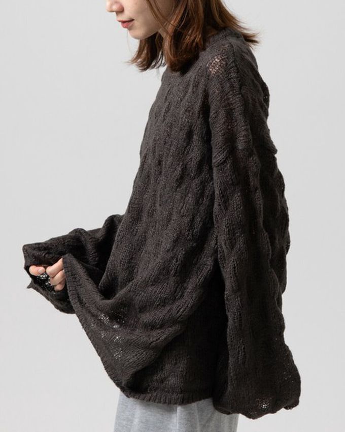 日本 gleam - 柔軟微透蓬鬆馬海毛針織上衣-紅