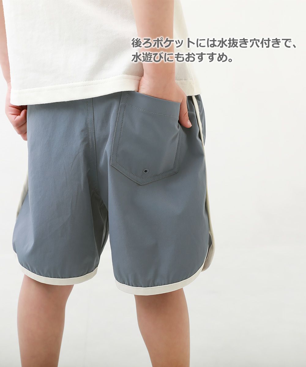 日本 devirock - 速乾撞色線條運動短褲-墨綠