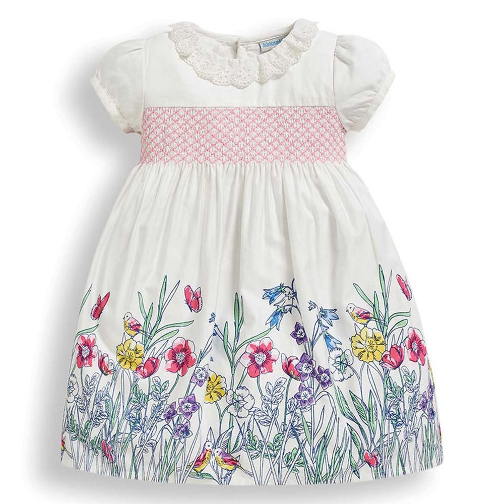 英國 JoJo Maman BeBe - 超優質嬰幼兒/兒童100％純棉短袖洋裝-歡樂原野