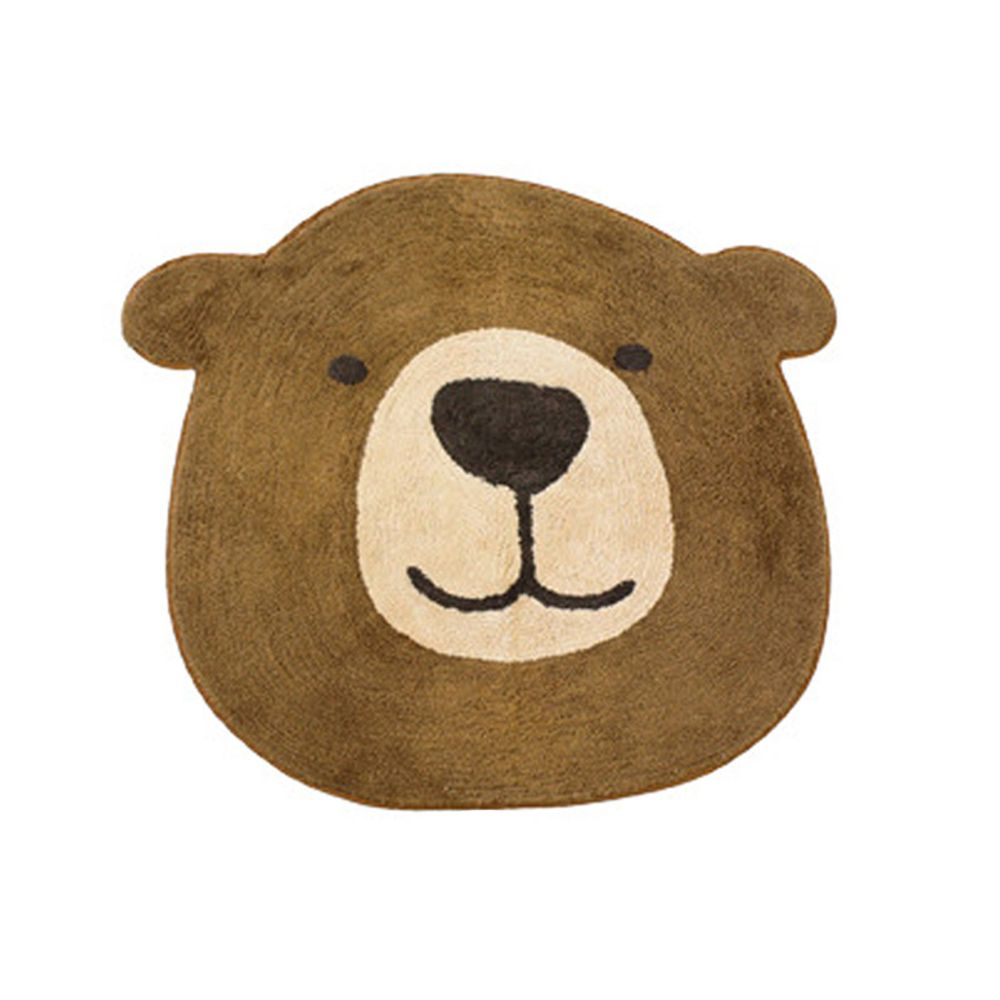 日本 TOMO - 可愛動物大頭地墊/腳踏墊-熊熊-咖啡 (約70×80cm)