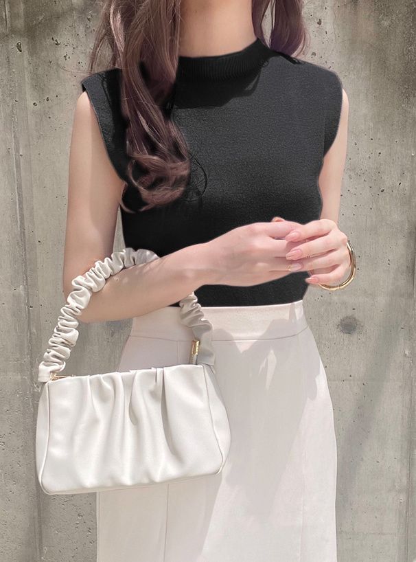 日本 GRL - 彈性薄針織顯瘦無袖上衣-天使白