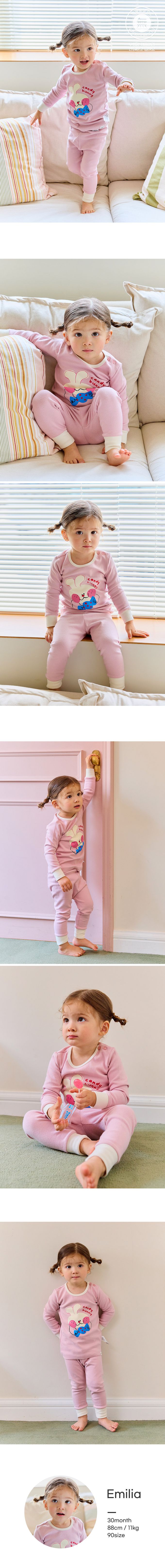 韓國 Cordi-i - 桃皮絨長袖家居服-CANDY白兔-粉