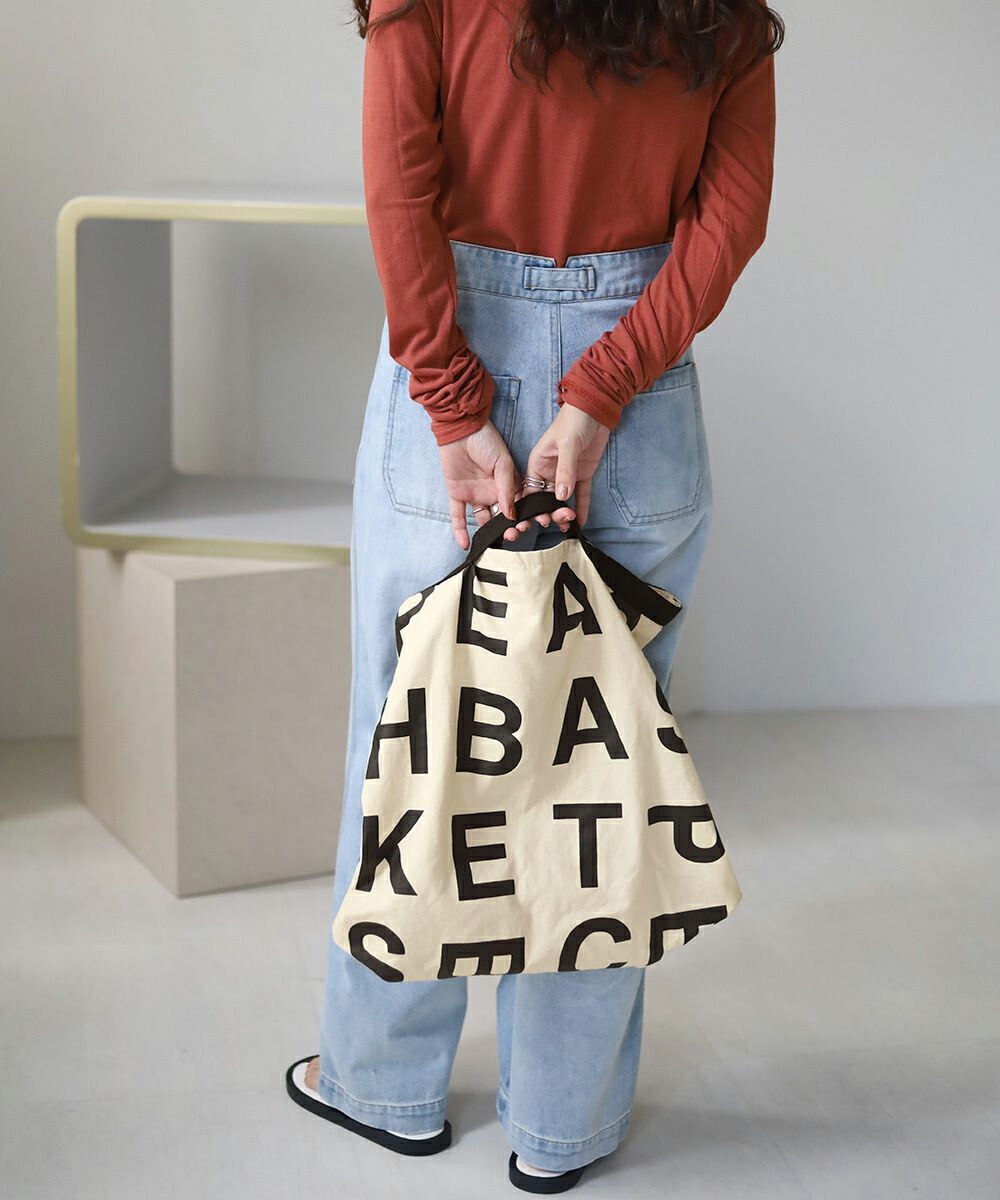 日本 Bab - [日雜推薦] 簡約字母帆布袋/托特袋-米杏