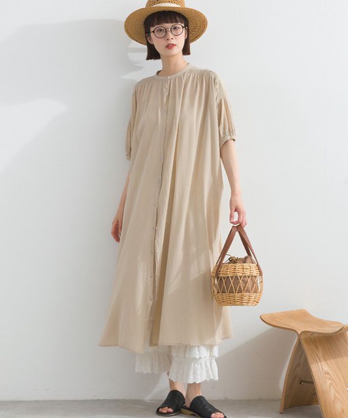 日本 Lupilien - 100%印度棉 輕盈巴里紗襯衫洋裝-黑