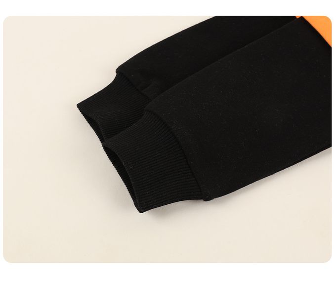 圓領假兩件長袖上衣-老虎印花-橘+黑色