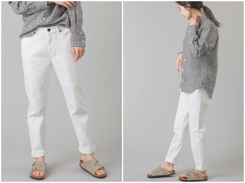 日本女裝代購 - 純棉舒適彈力休閒褲 (拉鍊/後腰鬆緊)-氣質灰