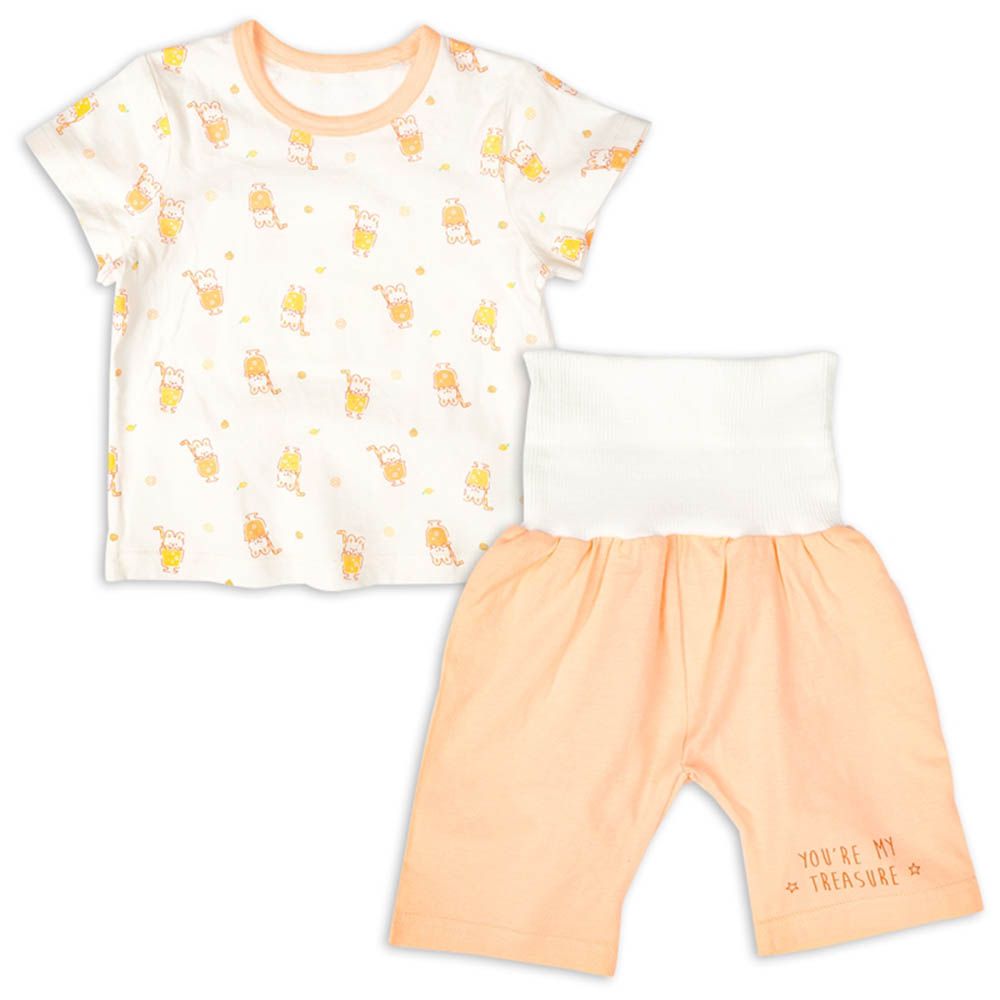 短袖家居服-附肚圍-橘色