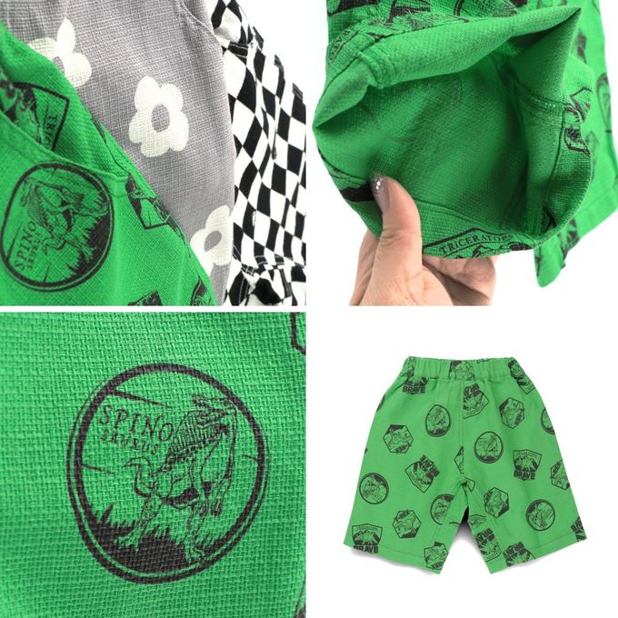 日本 BRANSHES - 純棉粗織透氣印花短褲-花朵-灰