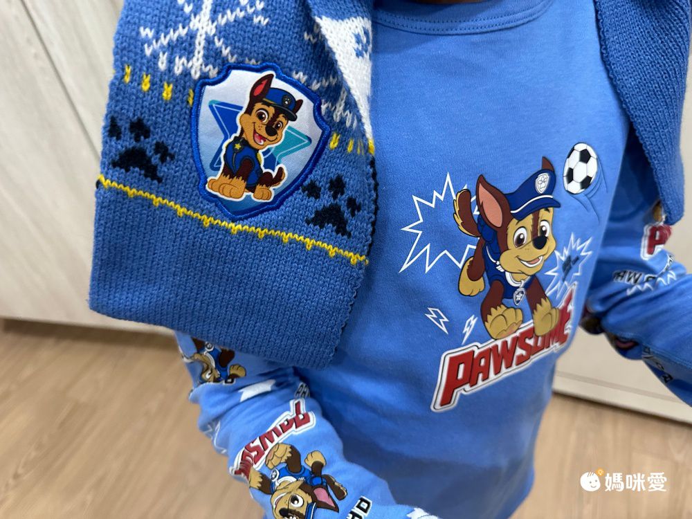 卡通暖暖針織圍巾-卡通人物汪汪隊-阿奇-淺藍色 (120×13cm)