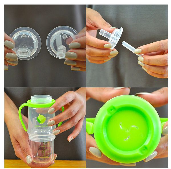 美國 green sprouts - 小綠芽多用途雙層玻璃奶瓶/水瓶-118ML-水藍色