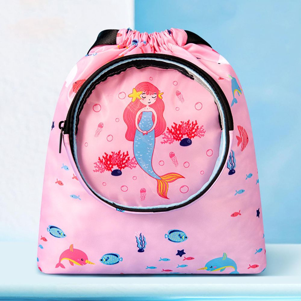 乾濕分離兒童游泳包-美人魚-粉色 (37x34x8cm)