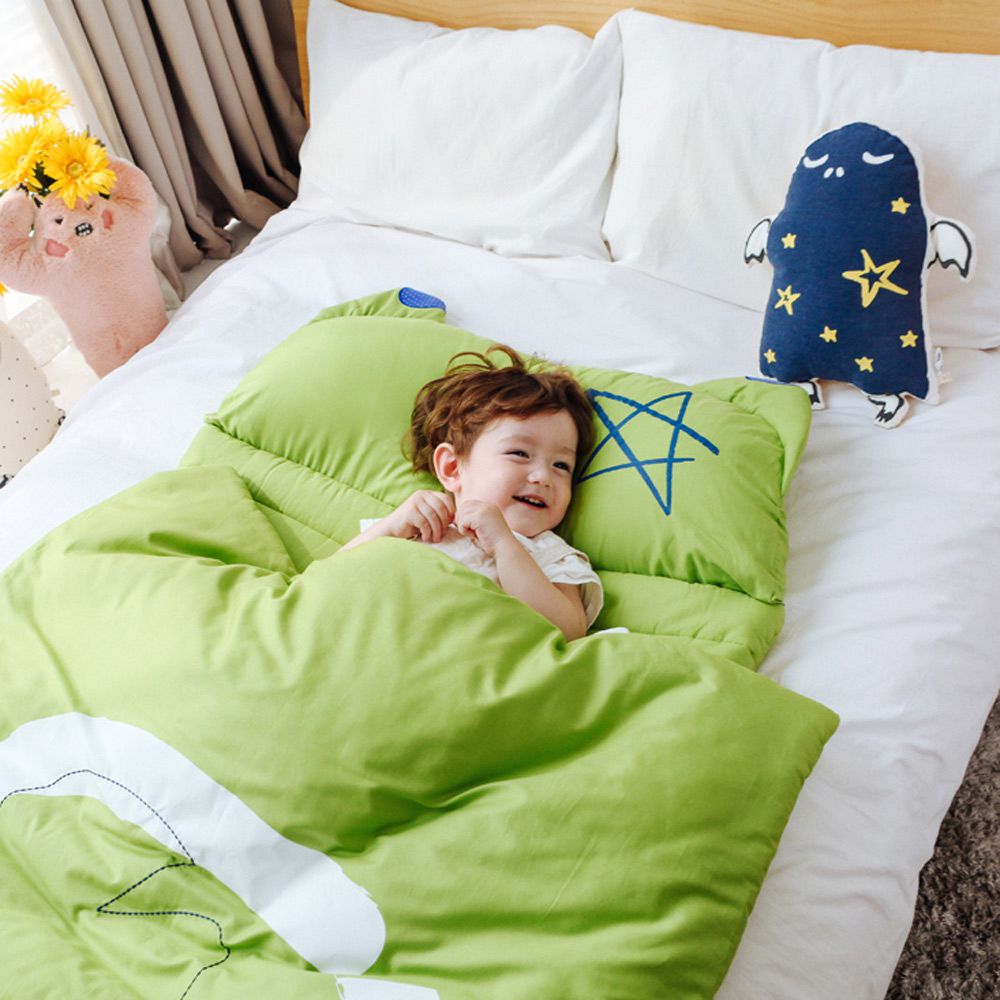 韓國Daby - 【2020年新款】大怪獸兒童睡袋+帆布收納袋-青蛙Frogy(綠色)