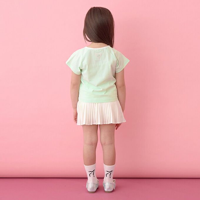 日本 Lycee mine - 柔軟緞帶領刺繡短袖上衣-灰黑