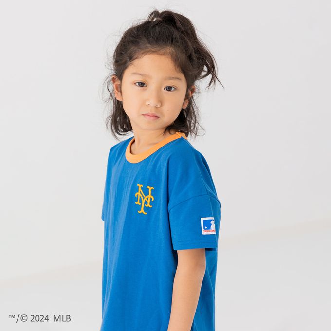 日本 Chil2 - MLB聯名 純棉印花短袖上衣-紐約洋基-白x海軍藍