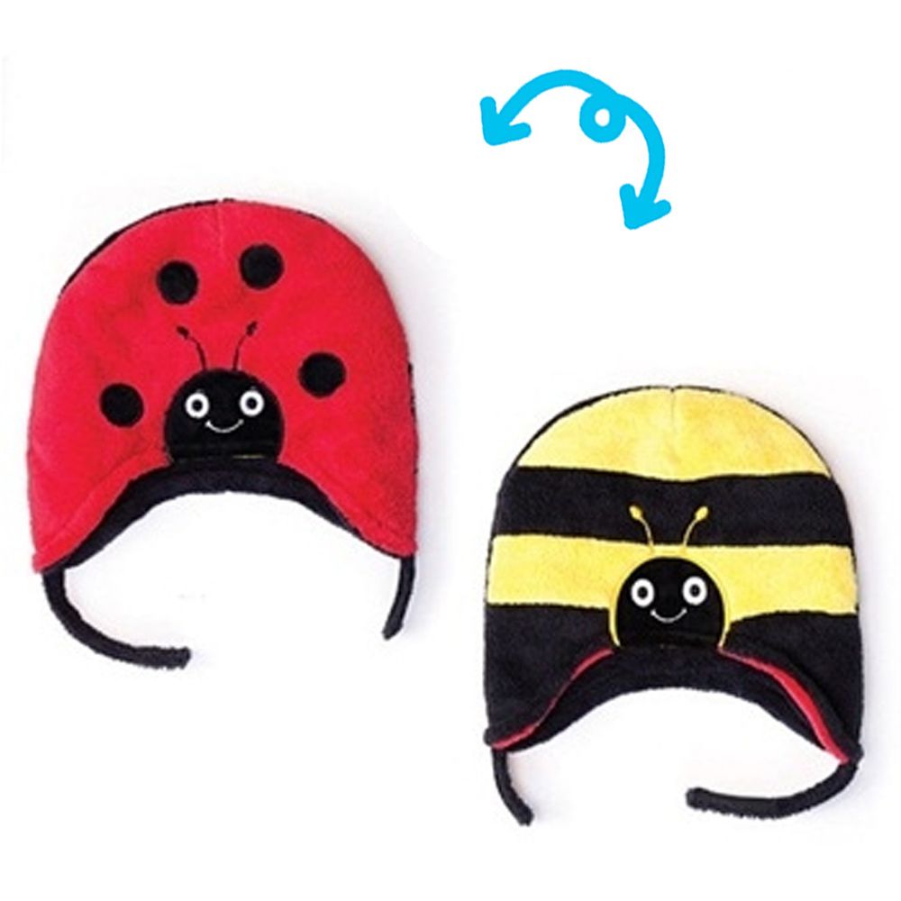 加拿大 flapjackkids - 雙面保暖造型帽-瓢蟲/大黃蜂 (L (3y-8y+))