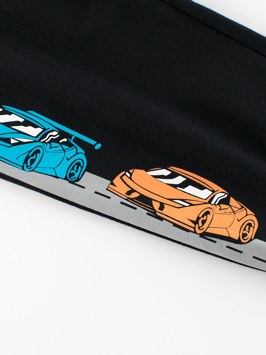 純棉長褲-高級跑車-黑色