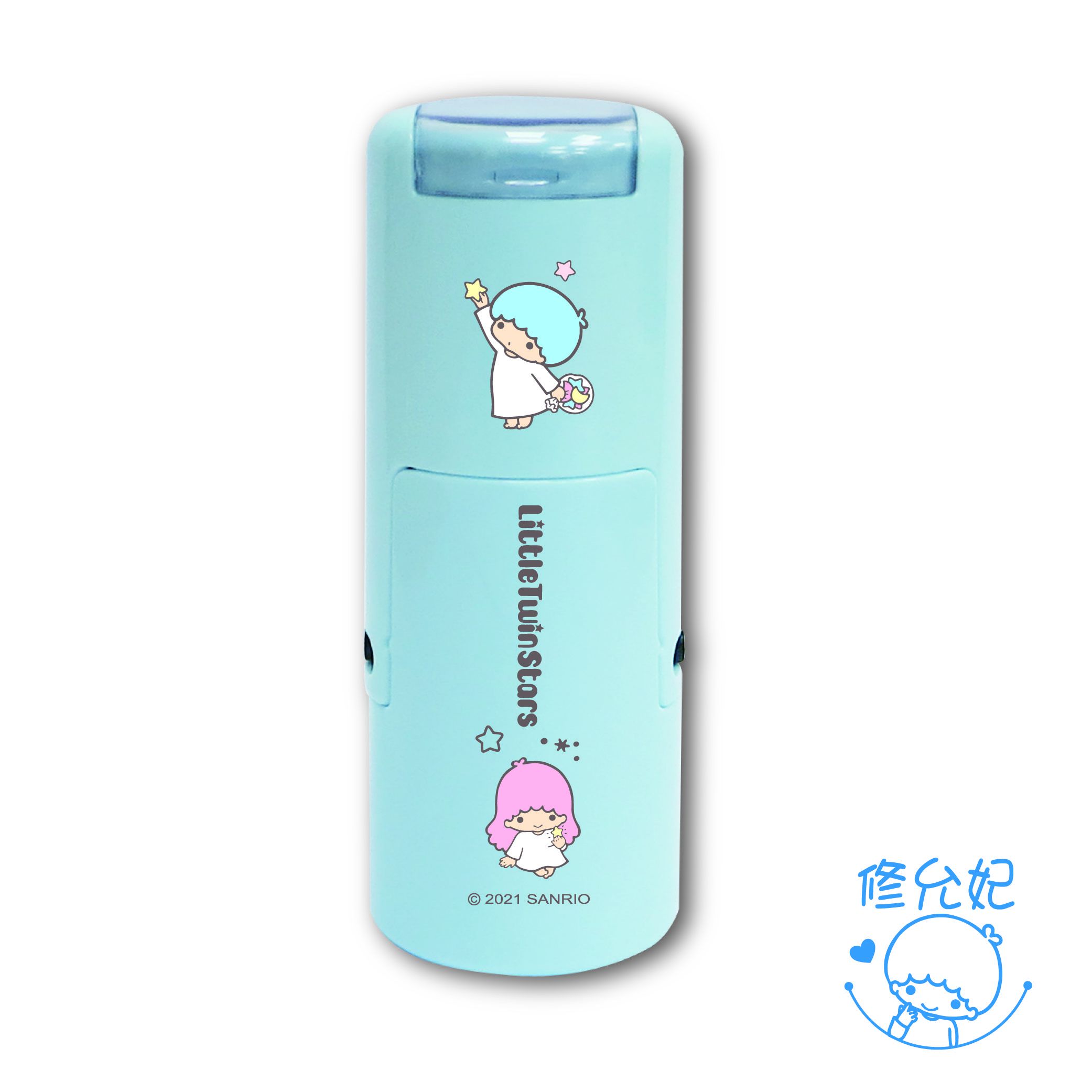 吉祥刻印 - 雙星仙子橡皮事務回墨印章-藍色墨-印面尺寸:圓形直徑1.2cm (印面尺寸:圓形直徑1.2cm)