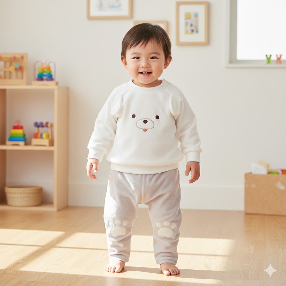 幫助睡眠長袖家居服-軟綿彈性-象牙白色