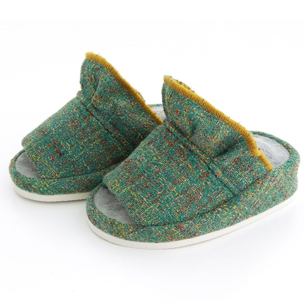 日本千趣會 - 棉質美姿美體短版室內拖鞋-綠 (23-24.5cm)