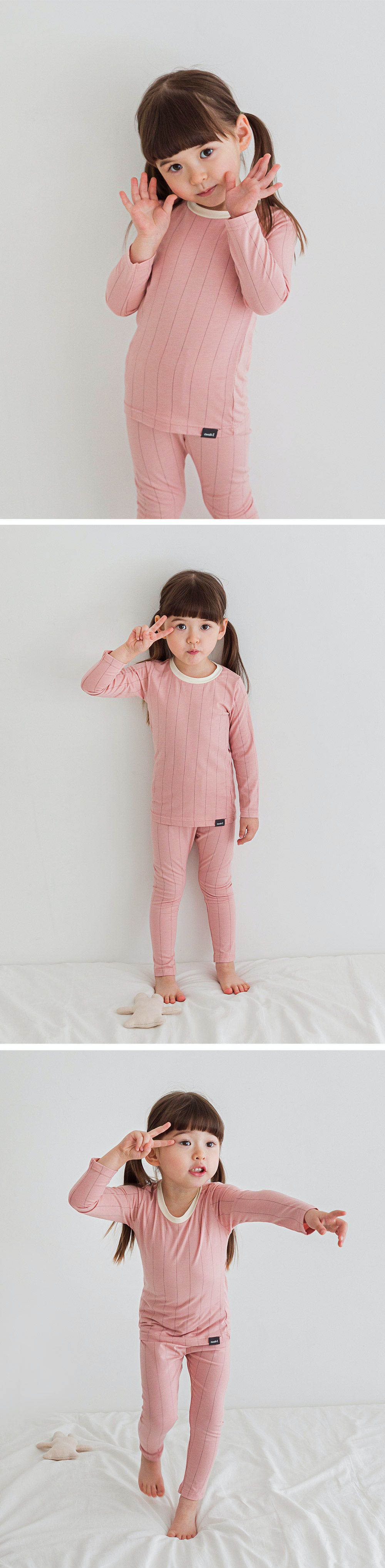 韓國 Cordi-i - 德國Viloft天然纖維保暖衣套裝-淺色線條-灰藍