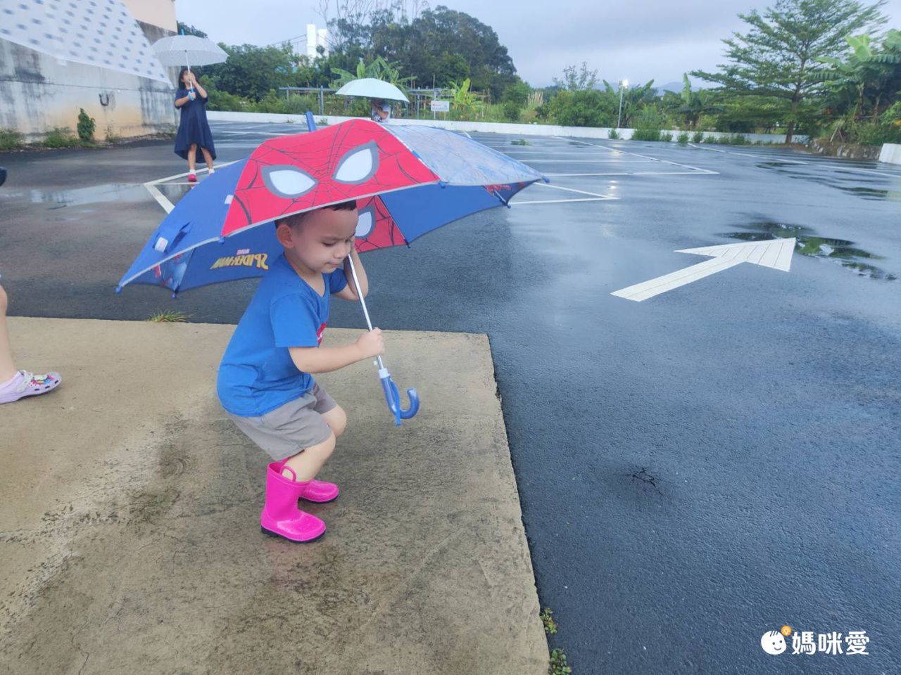 兒童半自動晴雨直立傘-卡通人物鋼鐵人-藍色