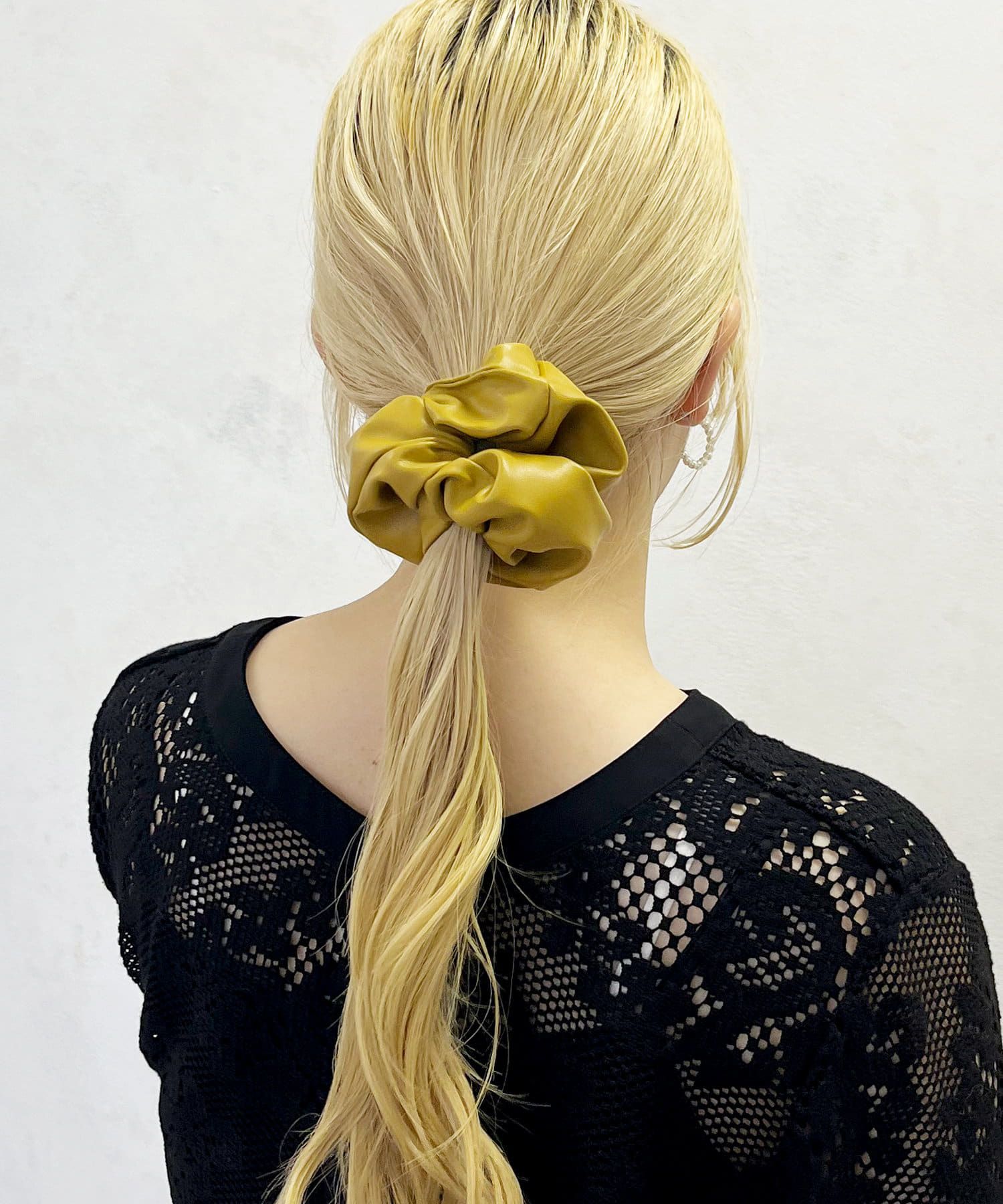 日本 Lattice - 日系酷甜皮革大腸髮圈-橄欖綠