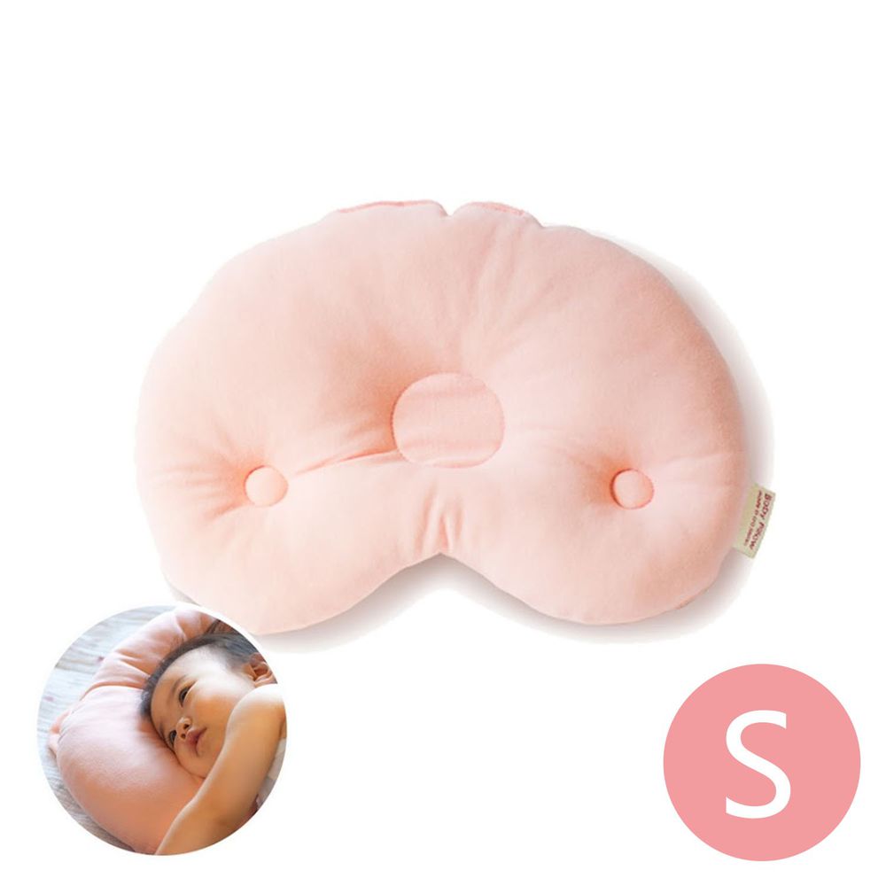 日本Makura - 【Baby Pillow】可水洗豆型嬰兒枕-蜜桃粉(S/M) (S (長26 × 寬20 × 高5cm))