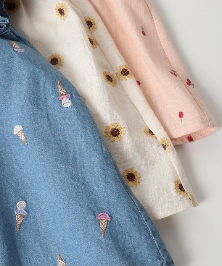 日本 apres les cours - 質感刺繡印花無袖上衣-向日葵-米白