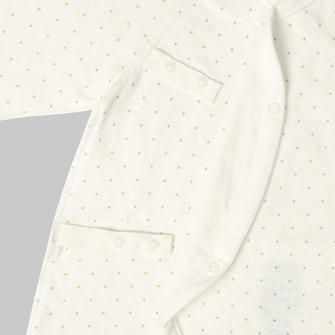 akachan honpo - 長袖新生兒內衣4件組蓬鬆棉質-按扣款-淺綠色 (50~60cm)