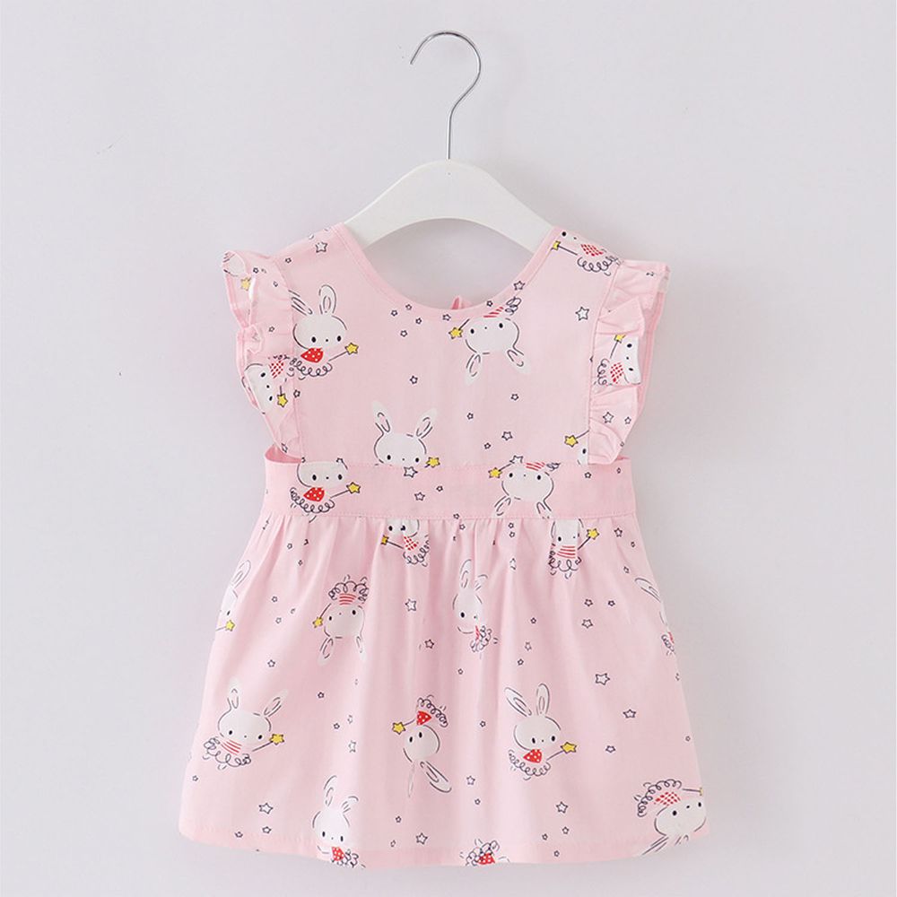無袖兒童公主裙圍裙-魔法兔-粉色 (100cm(2-4歲))