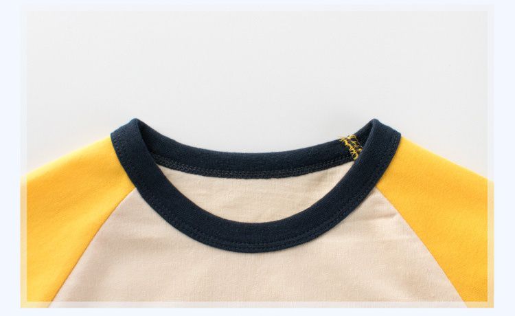 純棉長袖上衣-足球獅子-白+黃