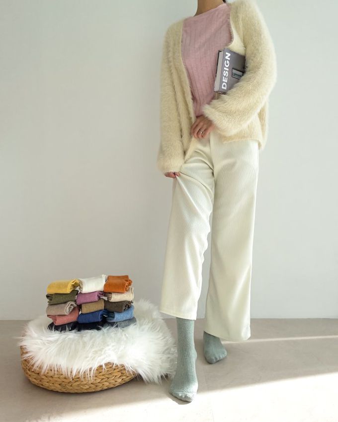 韓國Marian - 素面百搭羊毛保暖襪-焦糖色 (Free)