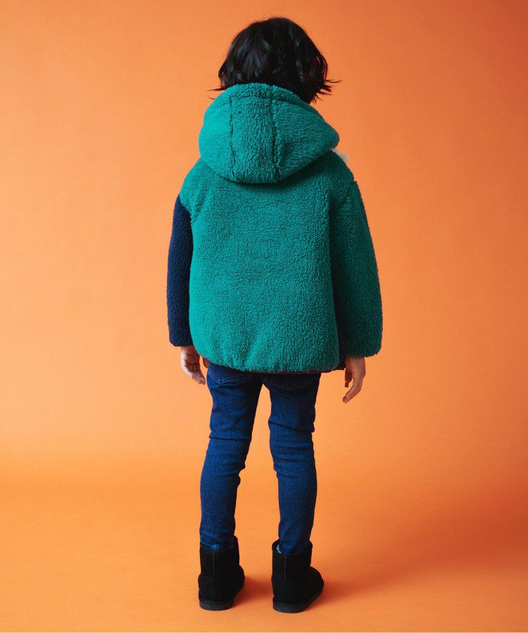 日本 BREEZE - [雙面穿]絨毛鋪棉繽紛保暖外套-黑系&迷彩