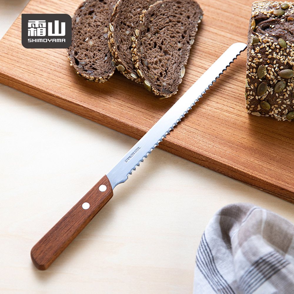日本霜山 - 木柄不鏽鋼麵包刀/吐司刀/鋸齒蛋糕刀