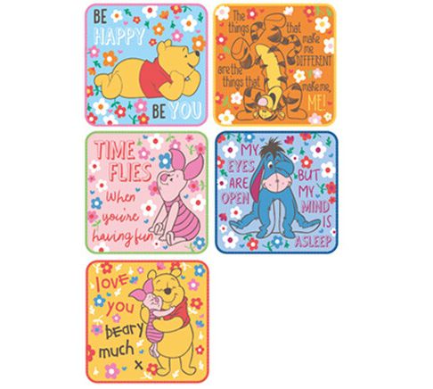 日本代購 - 卡通方形小手帕五件組-維尼好朋友 (15x15cm)