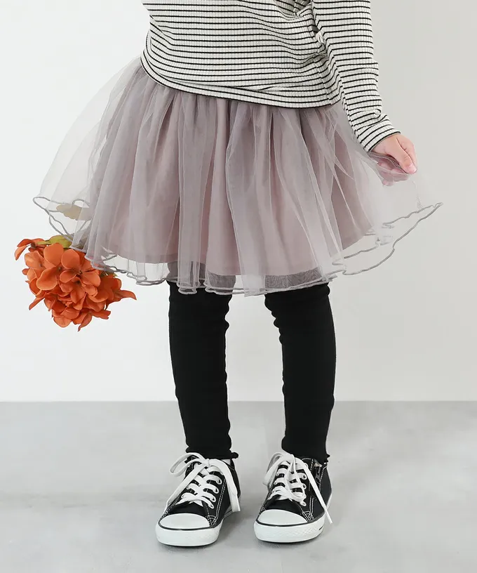 日本 devirock - 高級夢幻薄紗層次內搭褲裙-米白