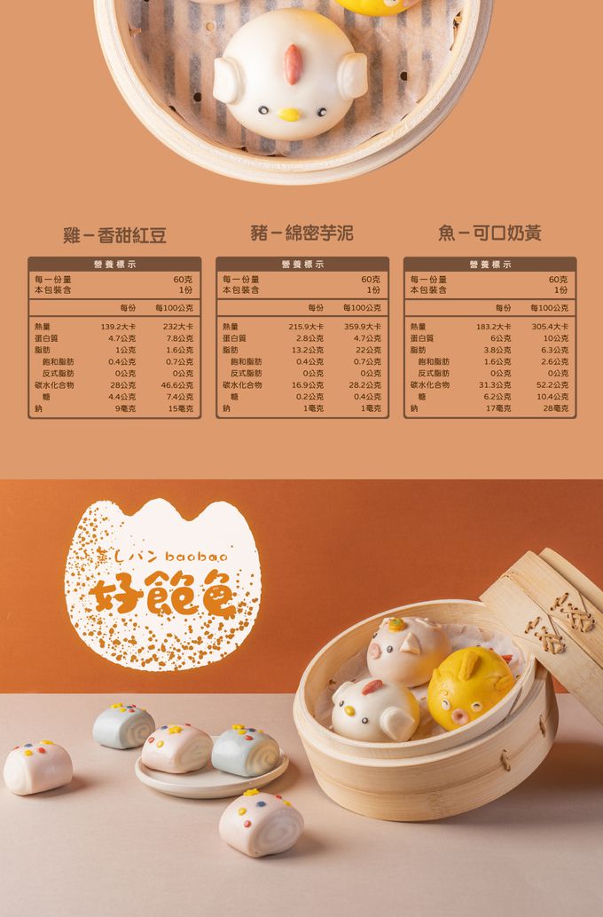 艾酷奇 - 雞豬魚造型包子 綜合口味包-60gX3入