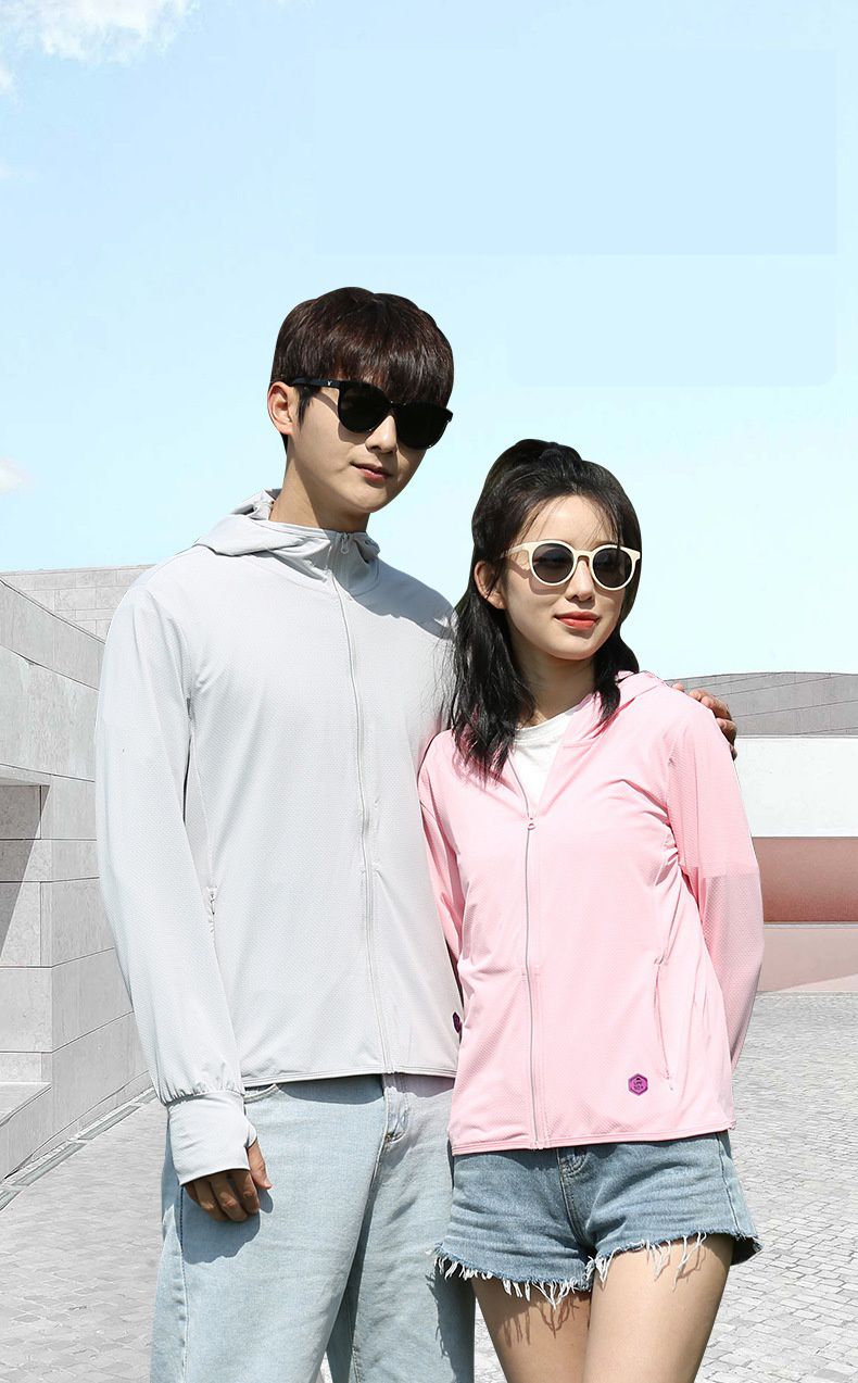 UPF50+冰絲涼感防曬連帽外套-白色-女款