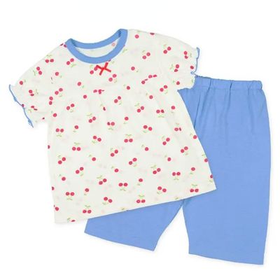 日本西松屋 - 透氣 櫻桃家居服短袖套裝-藍