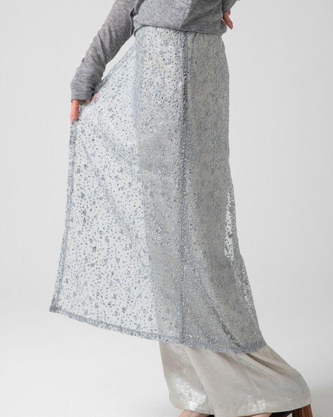 日本 gleam - [疊穿高手]閃亮光澤薄紗半片裙-黑