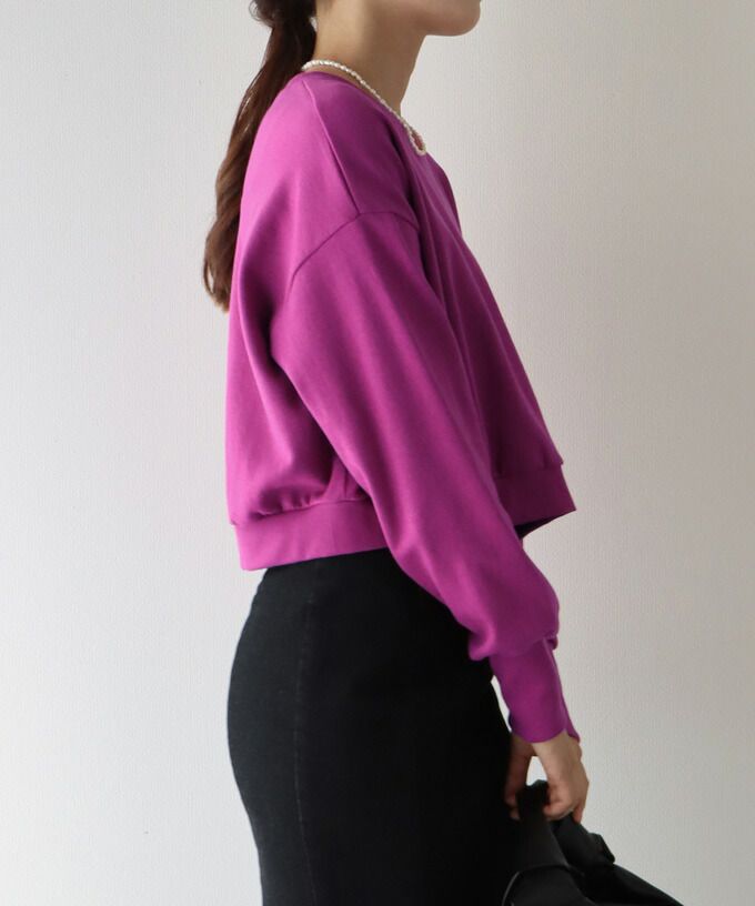 日本 BLUE EAST - 圓領百搭短版長袖上衣-草綠